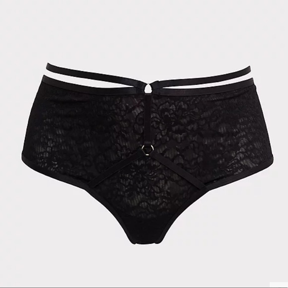 BLACK LACE MESH BACK HARNESS CHEEKY PANTY - Picture 4 of 8